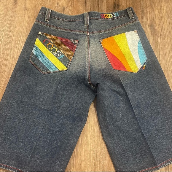 COOGI Y2K Embroidered Mens Denim Shorts Size 38x 16 Baggy Streetwear - Picture 1 of 13